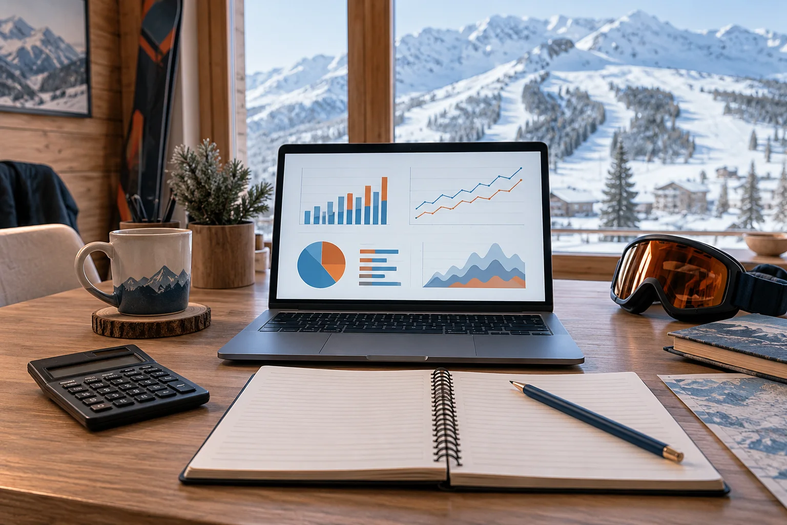 SEO bütçesi ve içerik planını temsil eden çalışma masası